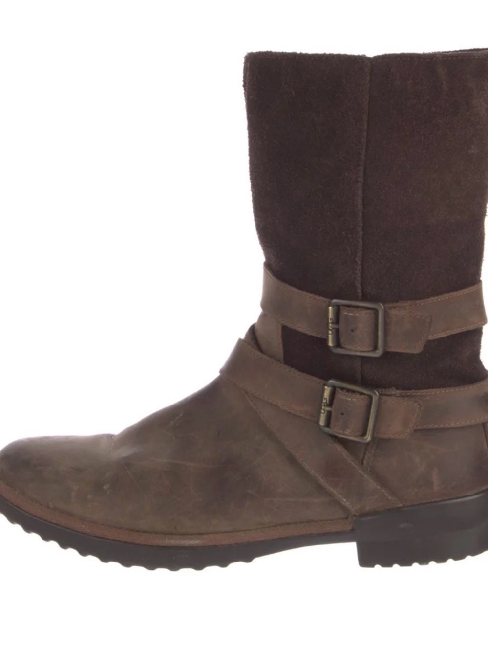 UGG Two-Tone Brown Suede Shearling-Lined Ankle Boots